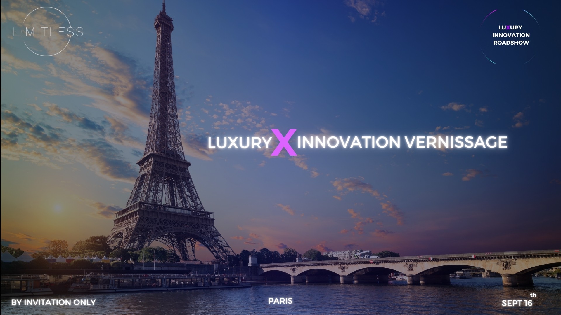 Locandina limitless luxury innovation vernissage